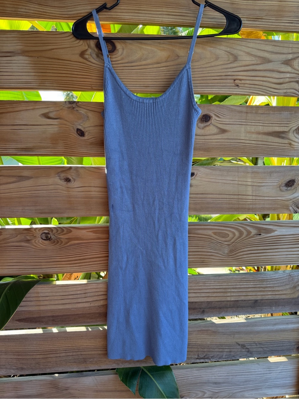 Ribbed Slip Dress in Light Blue